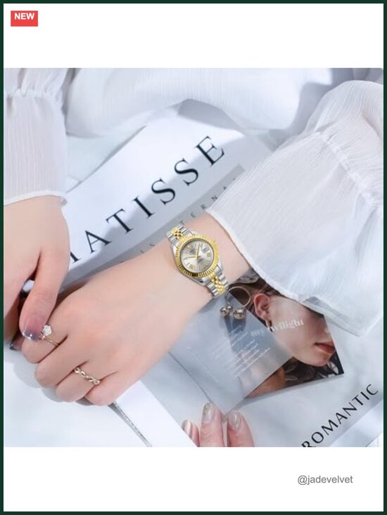 Women\'s Dainty Quartz Watch Stainless Steel Gold Silver Band Date 100FT